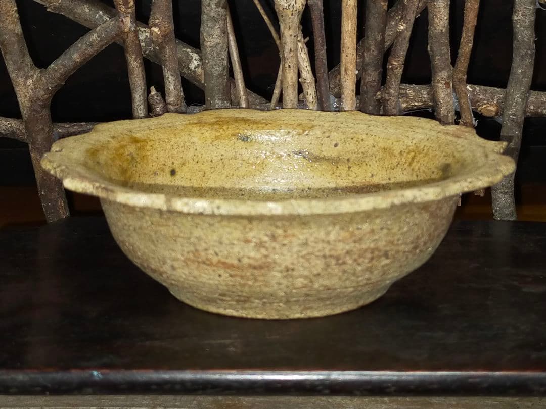 ♥時代　黄瀬戸　鉢　木箱付き　美濃焼　骨董　古玩