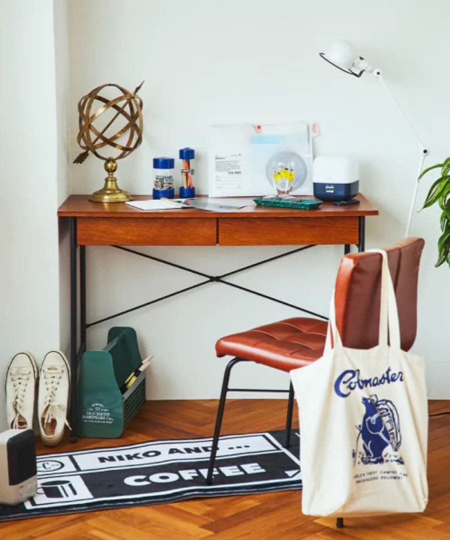 3/23まで nikoand ニコアンド デスク 机 ブラウン 木目 引き出し