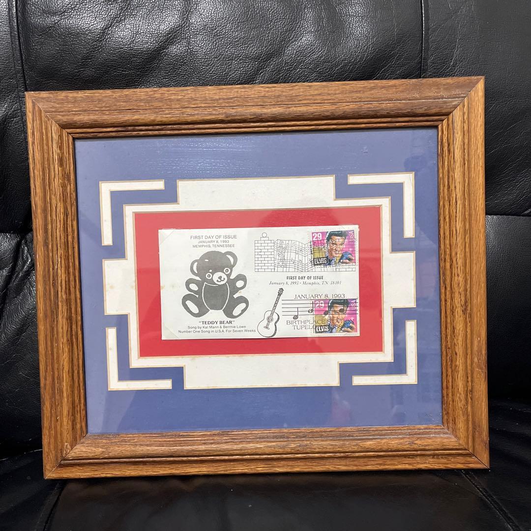 ヴィンテージ ロックンロール リズム&ブルース プレスリー テディベア 額装