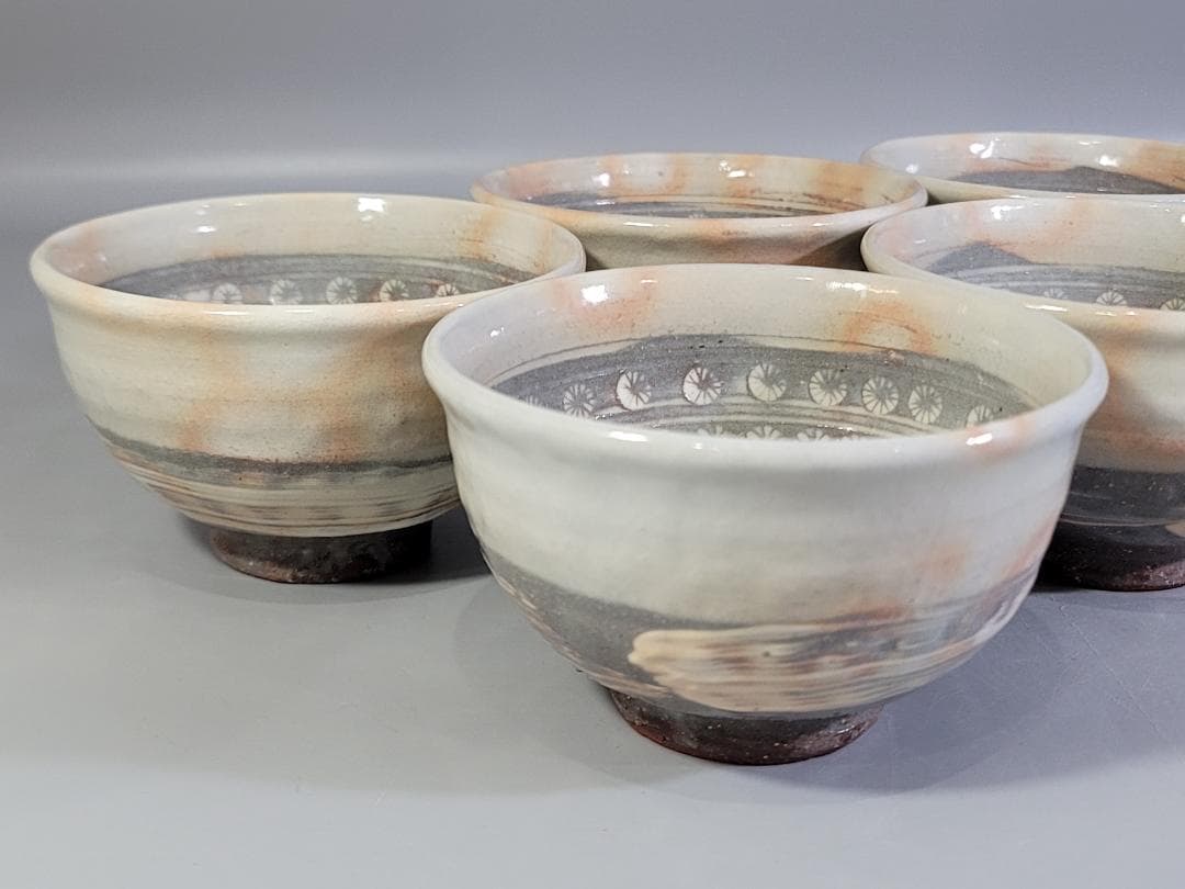 茶道具 三作三嶋茶碗 十客 平安清和作 共箱 美品 DT608