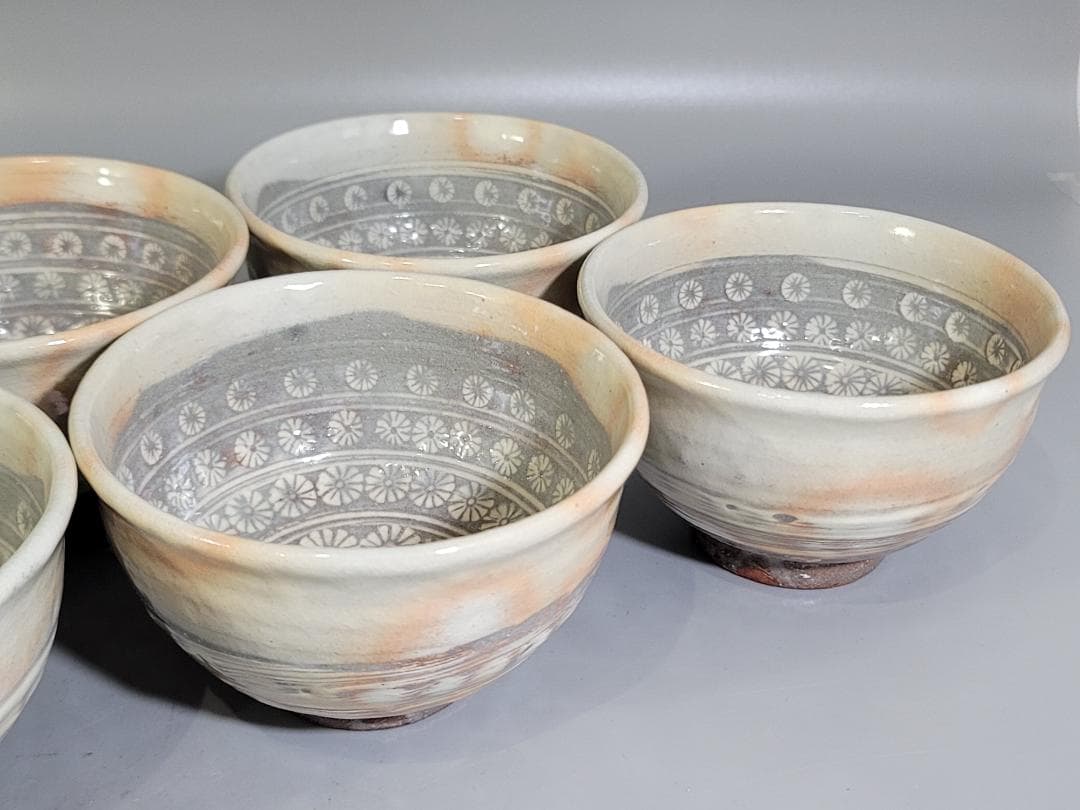 茶道具 三作三嶋茶碗 十客 平安清和作 共箱 美品 DT608