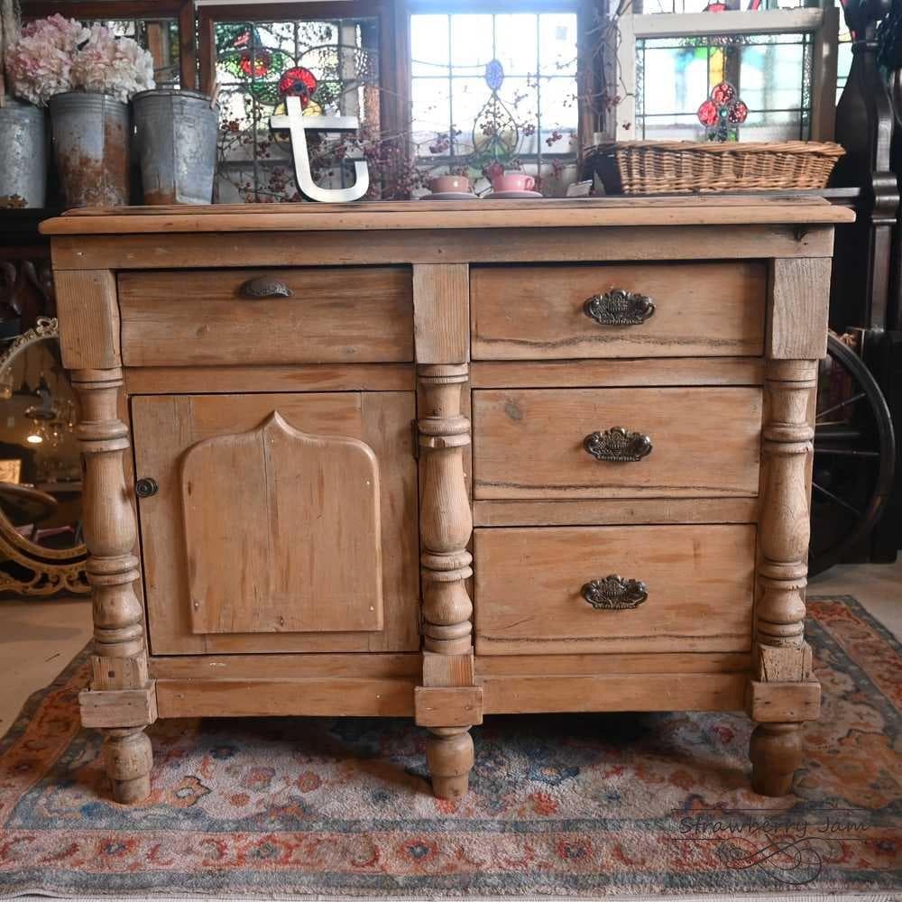 IFU-417 英国アンティーク パインチェスト 収納 チェスト キッチンボード