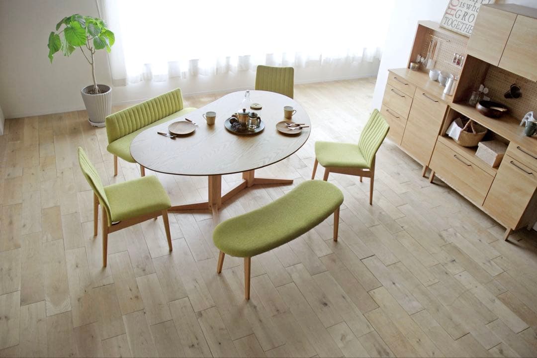 【送料無料】ミラージュ豆型テーブル メラミン材 140cm パブリックオーク色