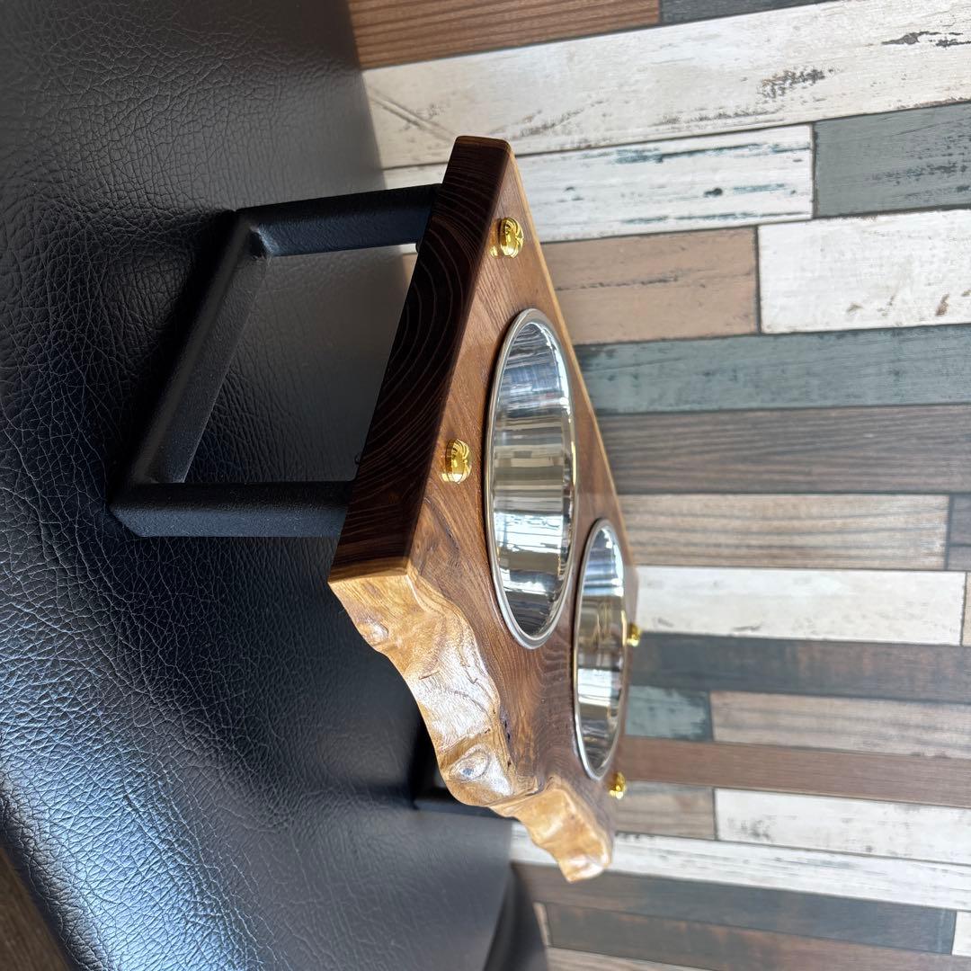 天然木製二重ボウルスタンド