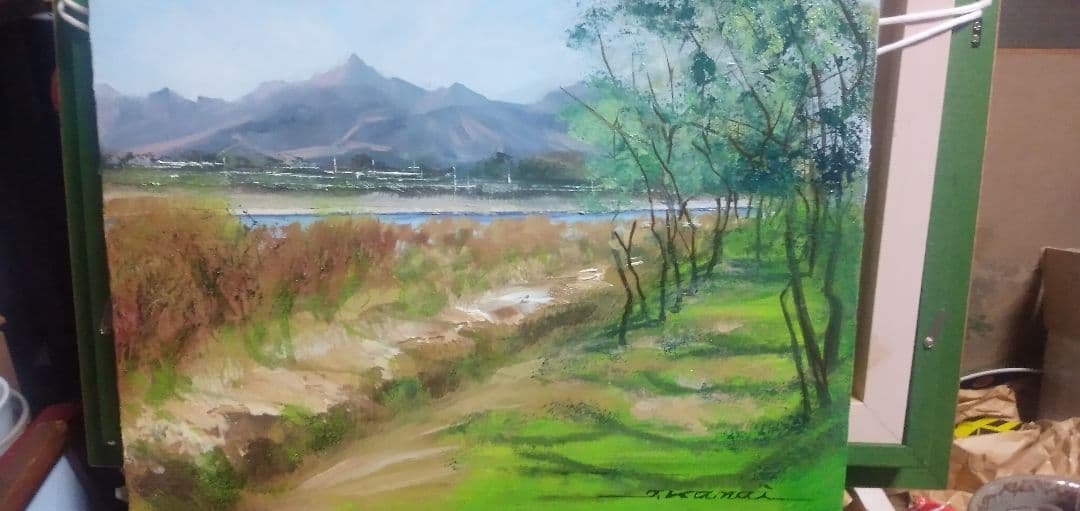 金井徳夫の直筆6号油絵です