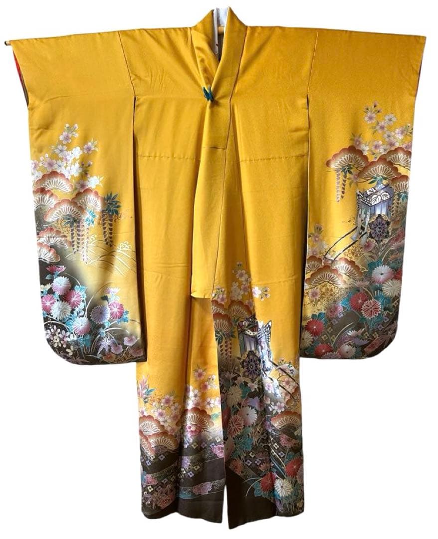 振袖&長襦袢セット　山吹がかった黄色