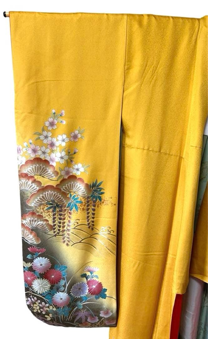 振袖&長襦袢セット　山吹がかった黄色