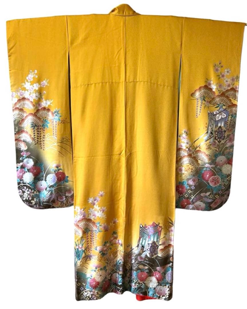 振袖&長襦袢セット　山吹がかった黄色