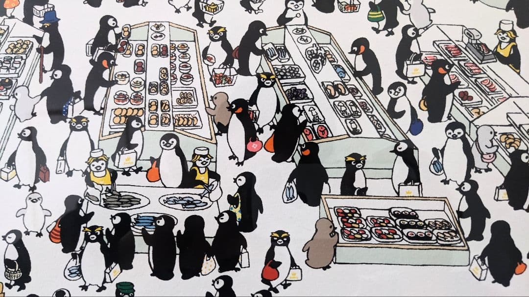 スイカペンギン　ジグレー版画　ペンギンのおかいもの地下1階　直筆サイン入り