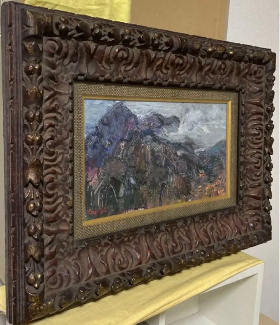 作家不詳『雲かかる 英彦山』M4 高級額装 真筆保証 タトウ箱 1点