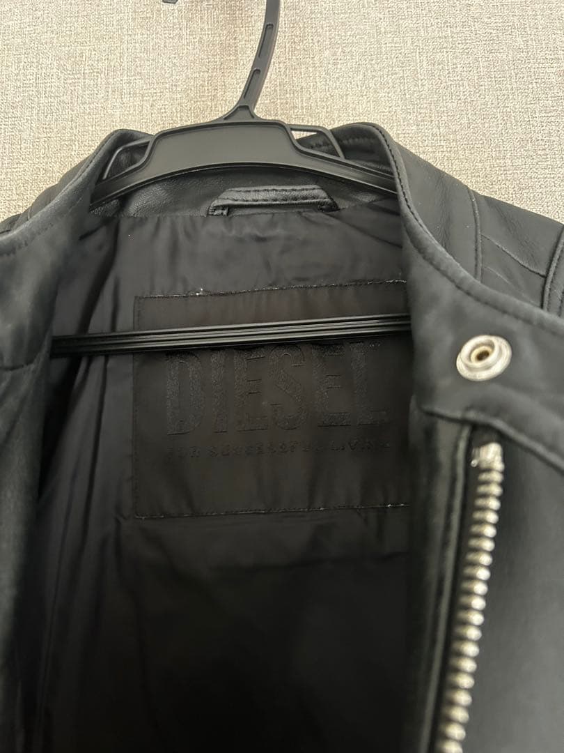 DIESEL ブラック レザー シングルライダースジャケット