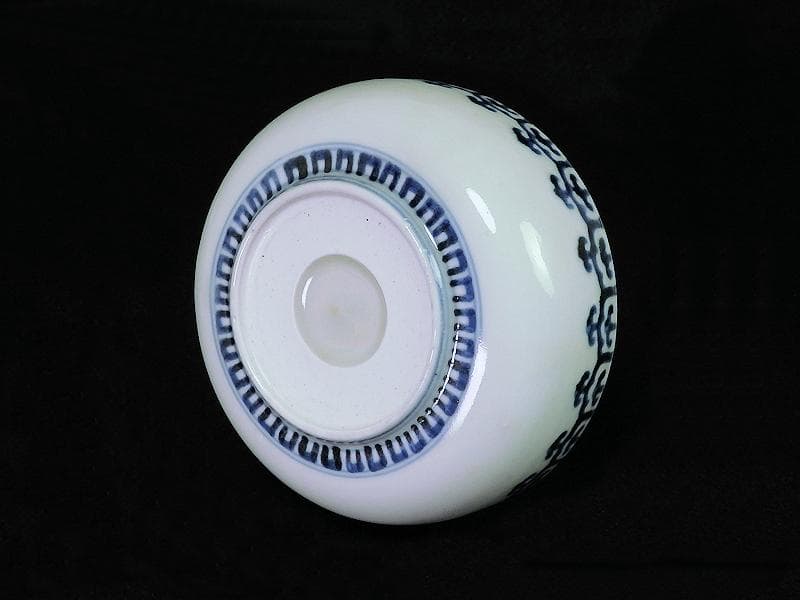 古伊万里　染付　瓔珞紋に団龍紋の図　膾皿　春寒鉢　C087AS-BOv