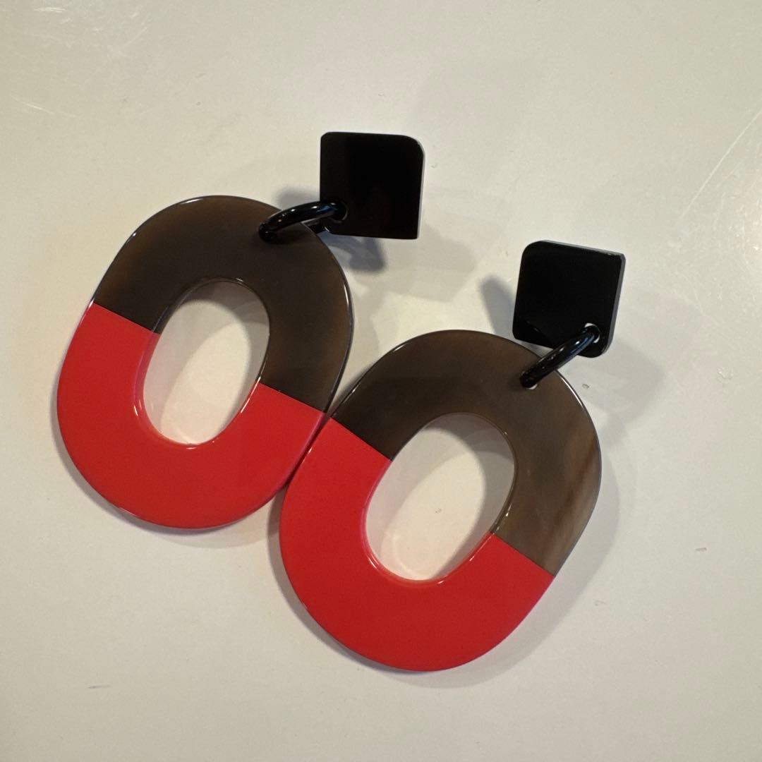 HERMES バッファローホーンピアス　ブラウン/ピンク