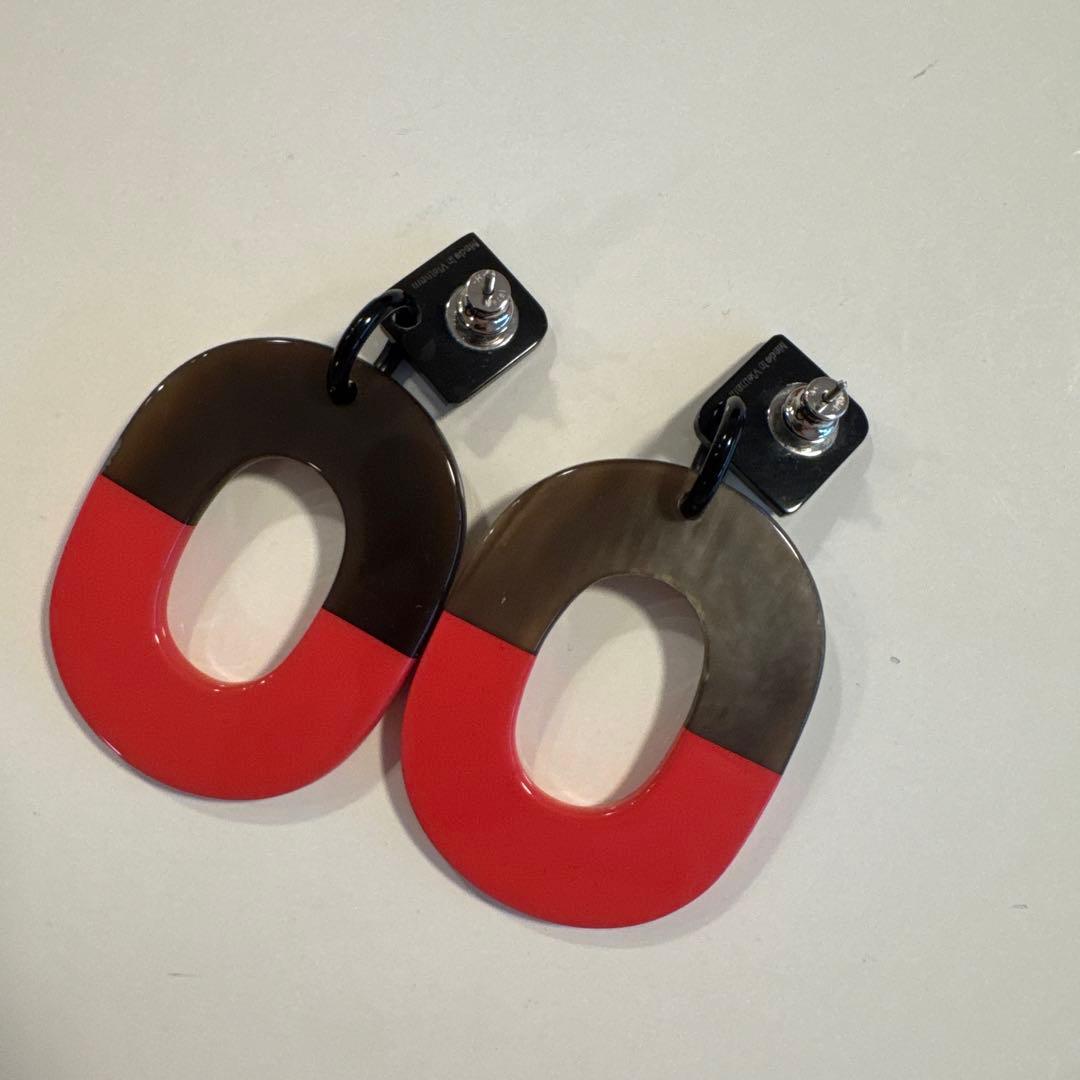 HERMES バッファローホーンピアス　ブラウン/ピンク