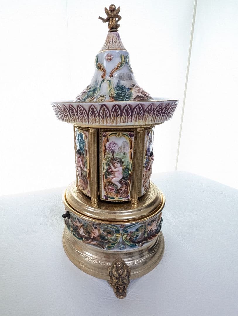 【美品 動作確認済み】REUGE リュージュ★陶器製★オルゴール★口紅タバコ入れ