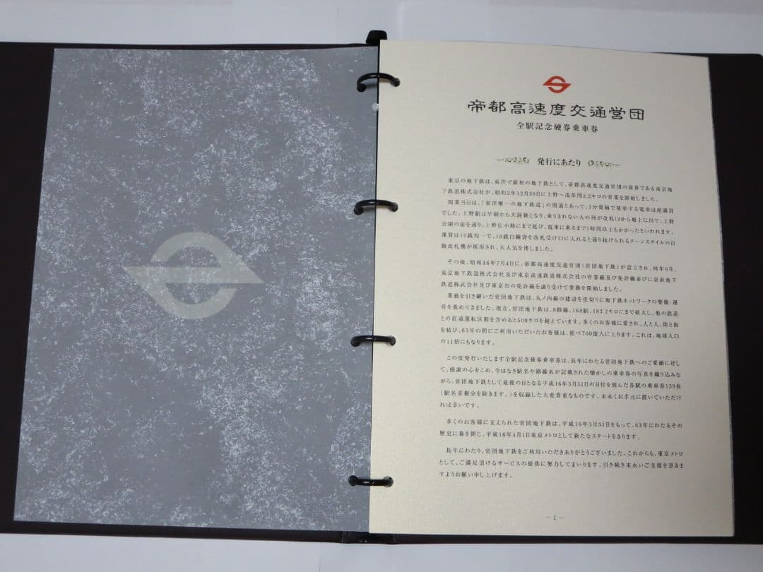 さようなら帝都高速度交通営団 記念乗車券
