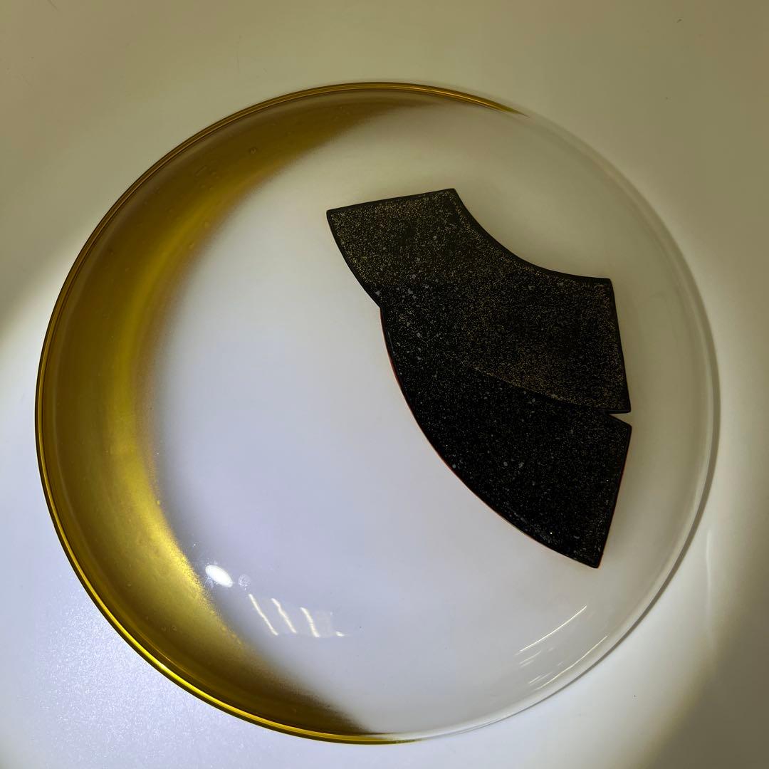 輪島塗　一后造クリスタルガラス蒔絵盛皿　共箱　26.5㎝　東Y7-0716③