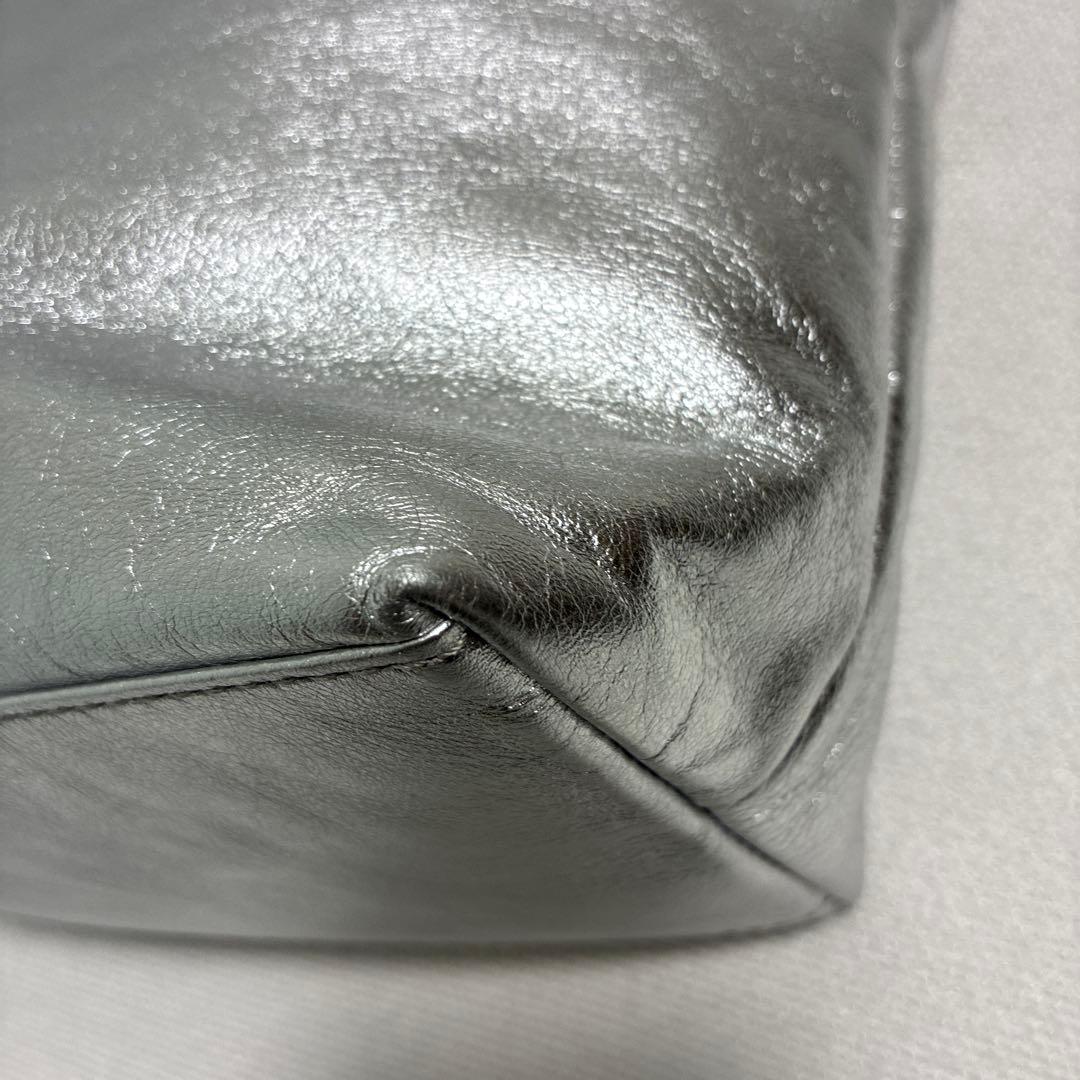 russet ソフトレザーシンプルショルダーバッグ　シルバー　2way