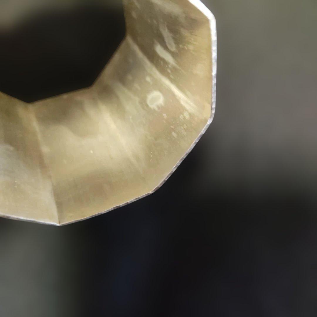 南鐐八角蓋置き。竹影堂。銀製品。 銀杏、いちょう。約70g。茶道具。