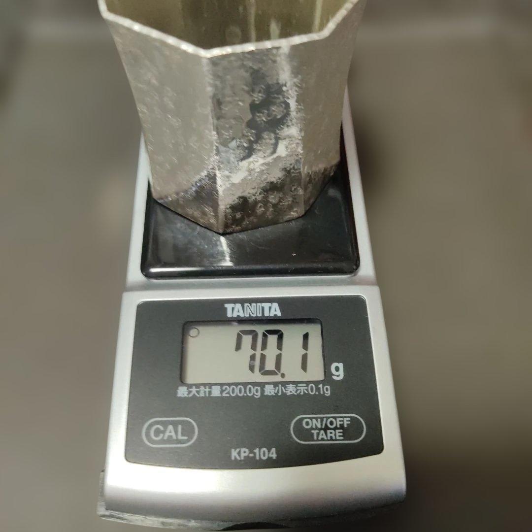 南鐐八角蓋置き。竹影堂。銀製品。 銀杏、いちょう。約70g。茶道具。