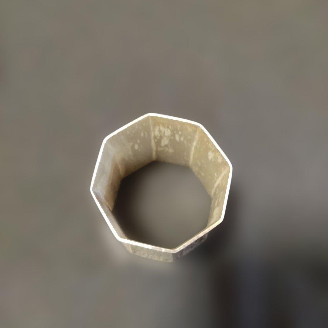 南鐐八角蓋置き。竹影堂。銀製品。 銀杏、いちょう。約70g。茶道具。