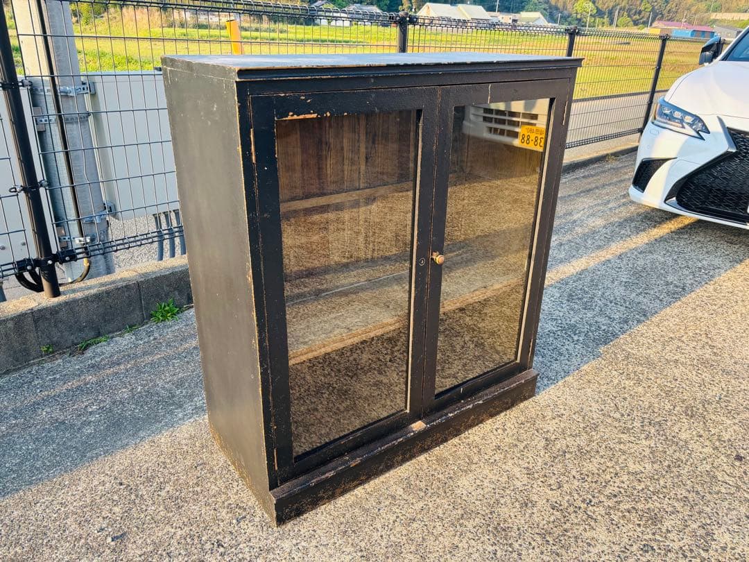 J31★関家具★ジョーカー 下台開き戸ガラス アンティーク キャビネット 両開き