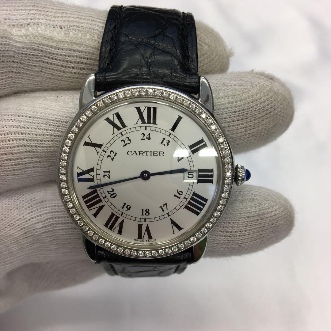カルティエ CARTIER ロンドソロ ダイヤ クォーツ メンズ 稼働品