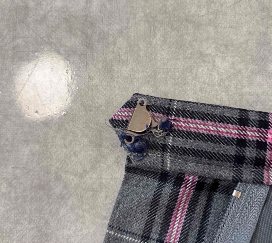 グレー・ピンク チェック スカート