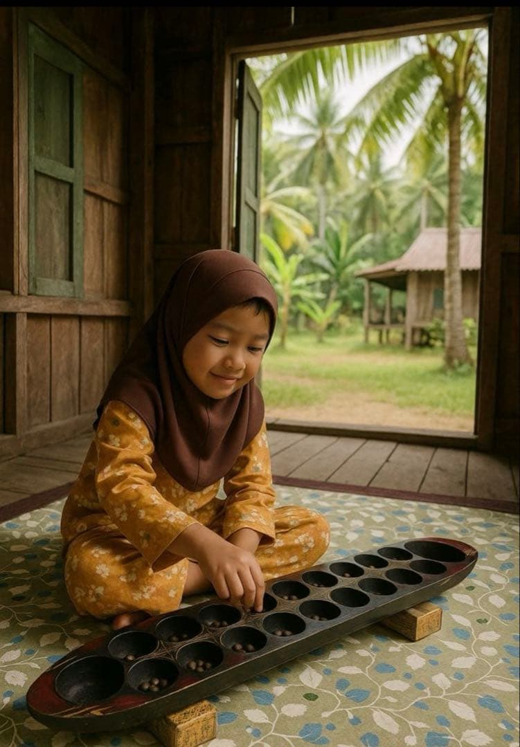 【アジアン雑貨】マレーシア伝統ゲームボード「コンカク」木製 現地最大サイズ　新品