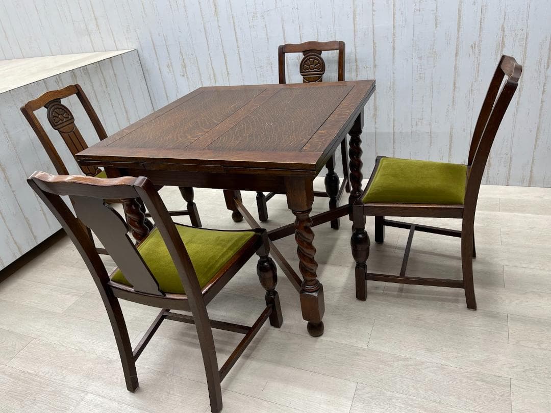 希少　イギリスアンティーク　ドローリー　 ダイニングセット チェア ツイスト