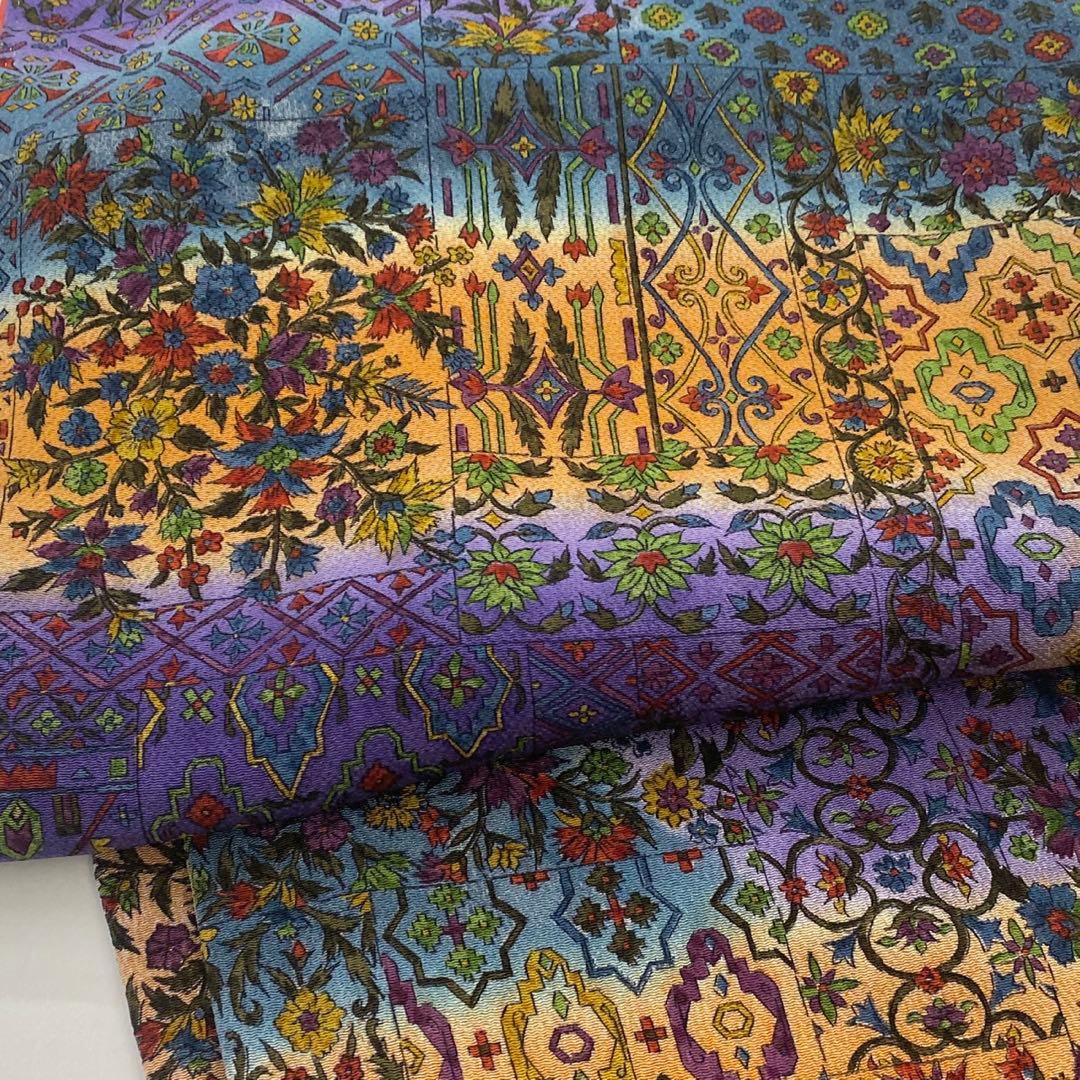 さとぴん様　　　　正絹　袷　更紗　小紋　広衿　オリエンタル　ちりめん