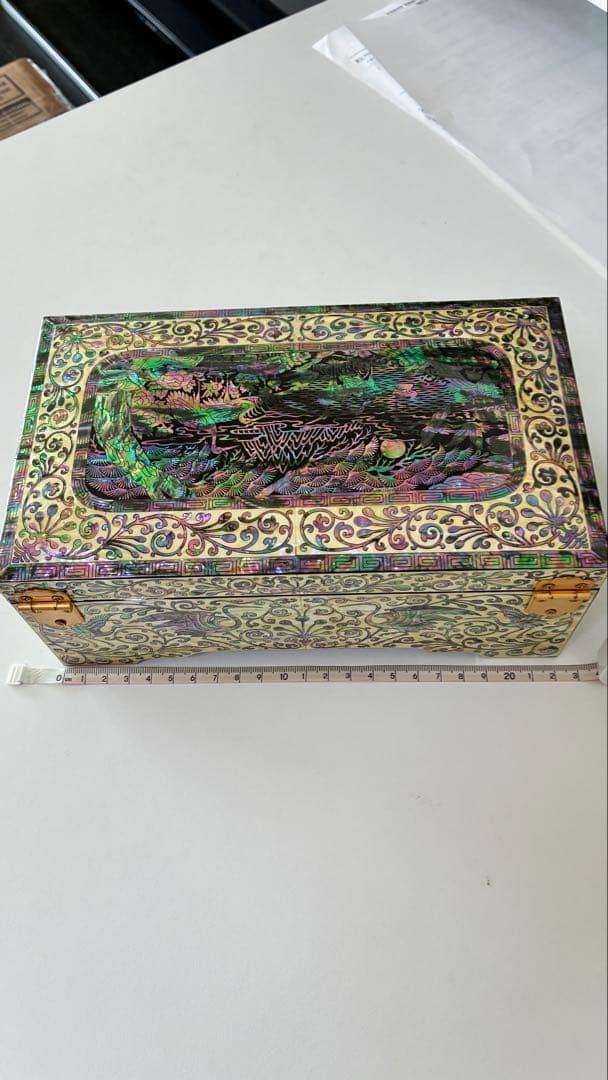 真珠貝の象嵌ラッカー木製ボックス