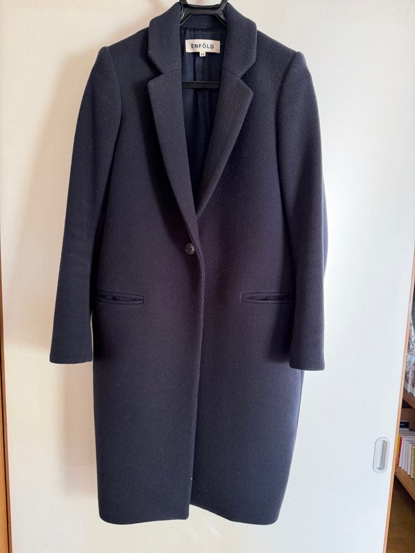 エンフォルド チェスターコート コクーン ロング ダークネイビー 36
