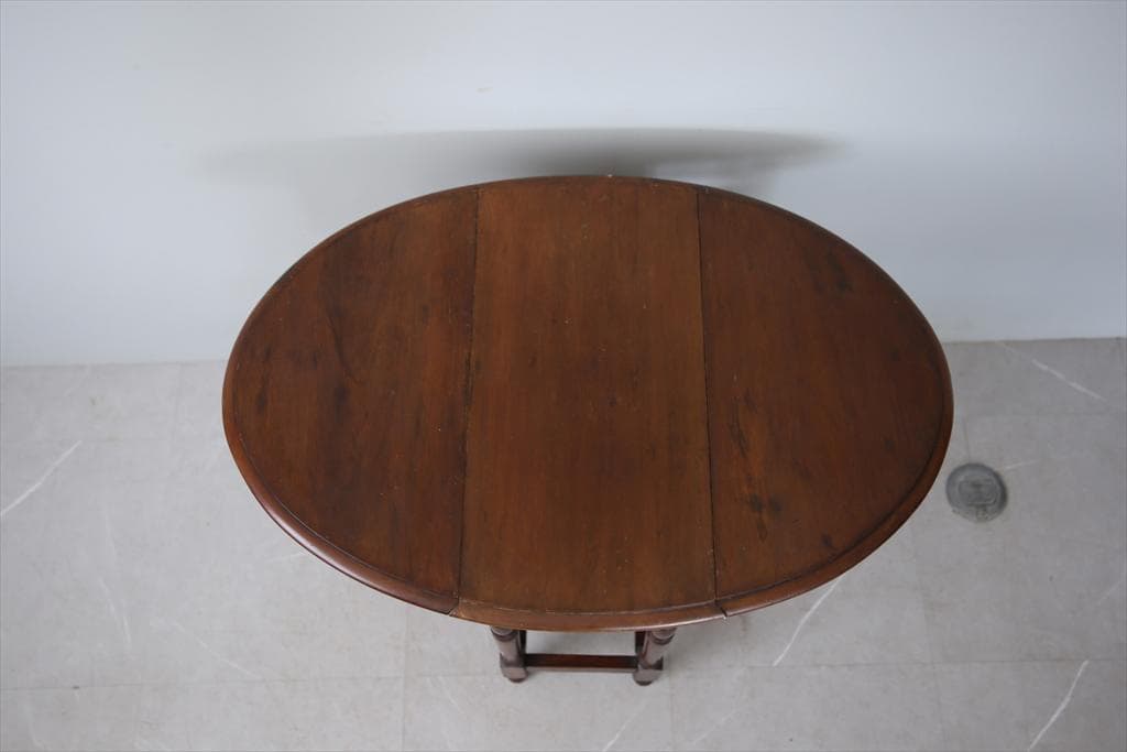 英国アンティーク木製ゲートレッグテーブル/ダイニング机バタフライ(74-79)