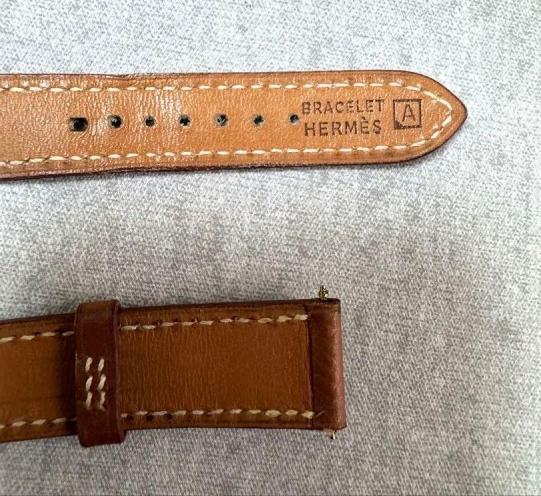 【HERMES 】エルメスHウォッチ換えベルト　レザーベルト ブラウン