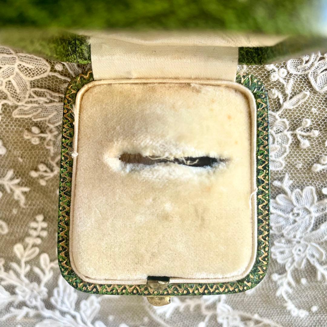 金彩入りジュエリーボックス　リングケース　グリーン緑　フランスアンティーク