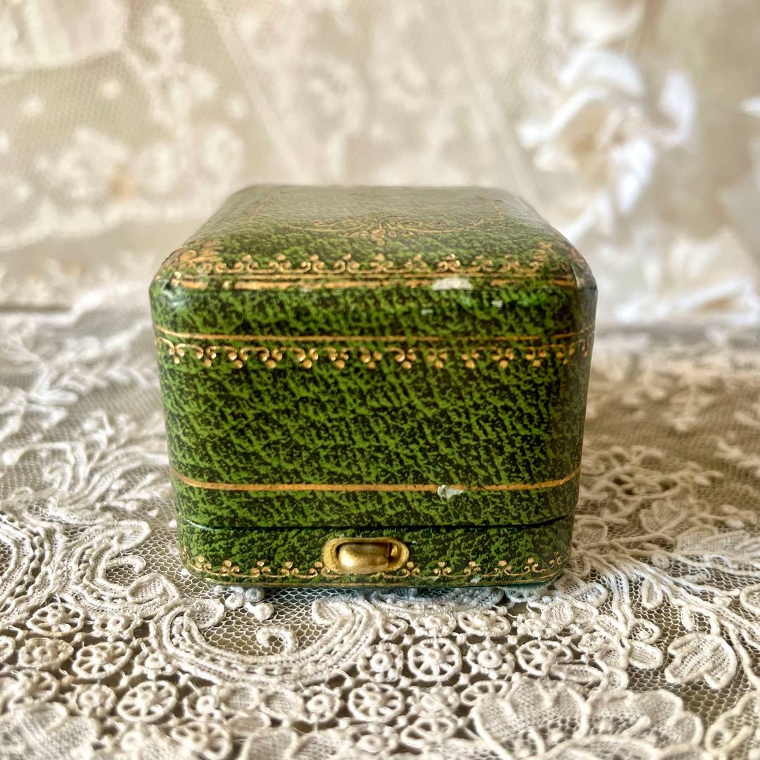 金彩入りジュエリーボックス　リングケース　グリーン緑　フランスアンティーク