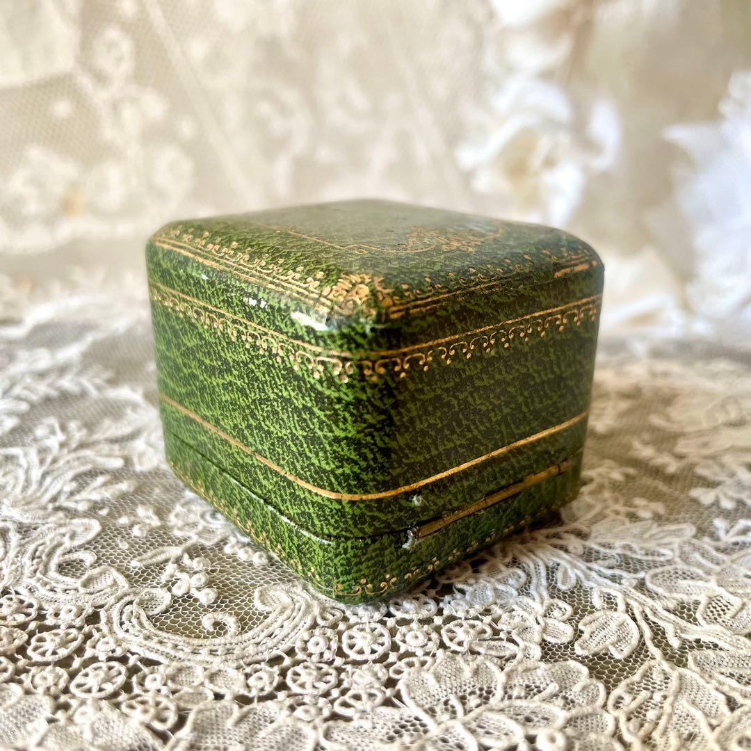 金彩入りジュエリーボックス　リングケース　グリーン緑　フランスアンティーク