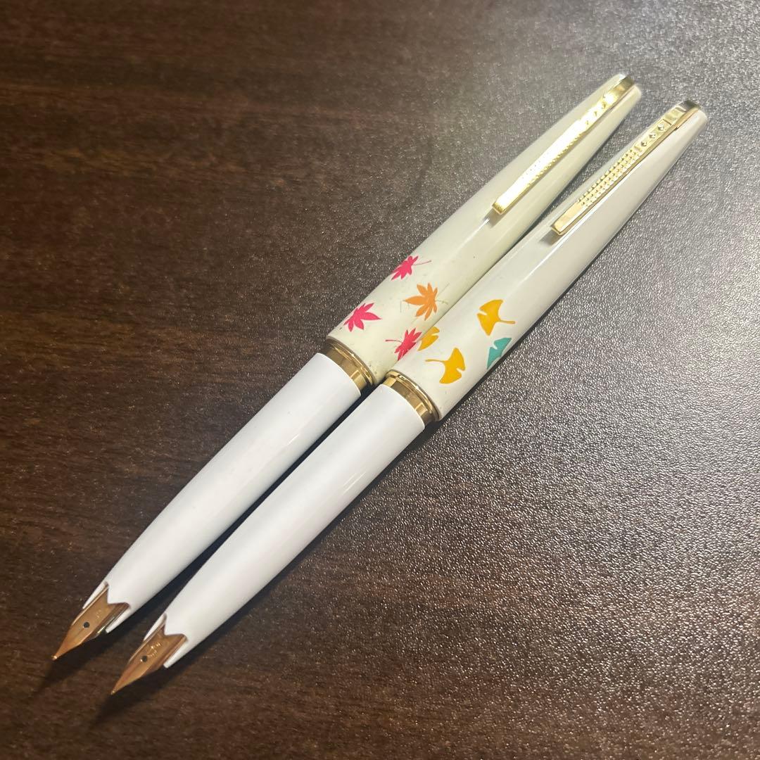 プラチナ万年筆　platinum 廃番　ビンテージ　18K 白軸　昭和レトロ