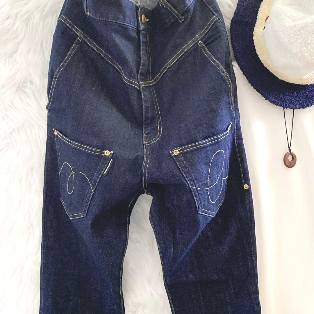 メルシーボークーmercibeaucoup うしろまえデニムパンツ 大きいサイズ