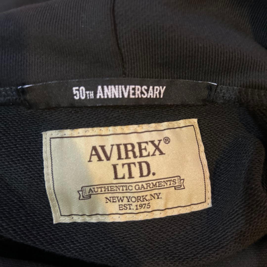 AVIREX 50周年記念 フード付きパーカー ブラック