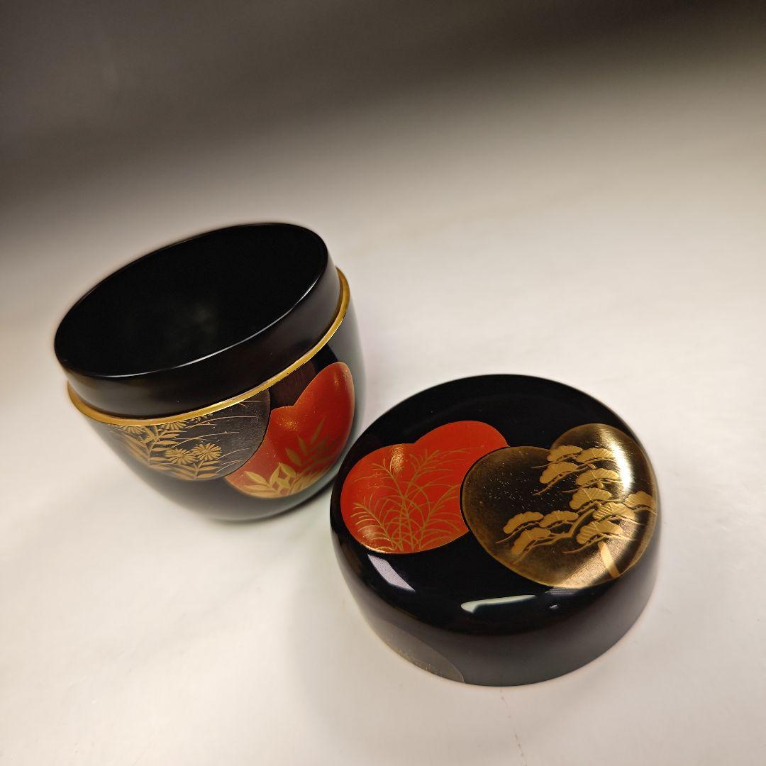 イ615 棗『中村宗伊作』『団扇蒔絵　大棗　共箱』漆塗　茶道具