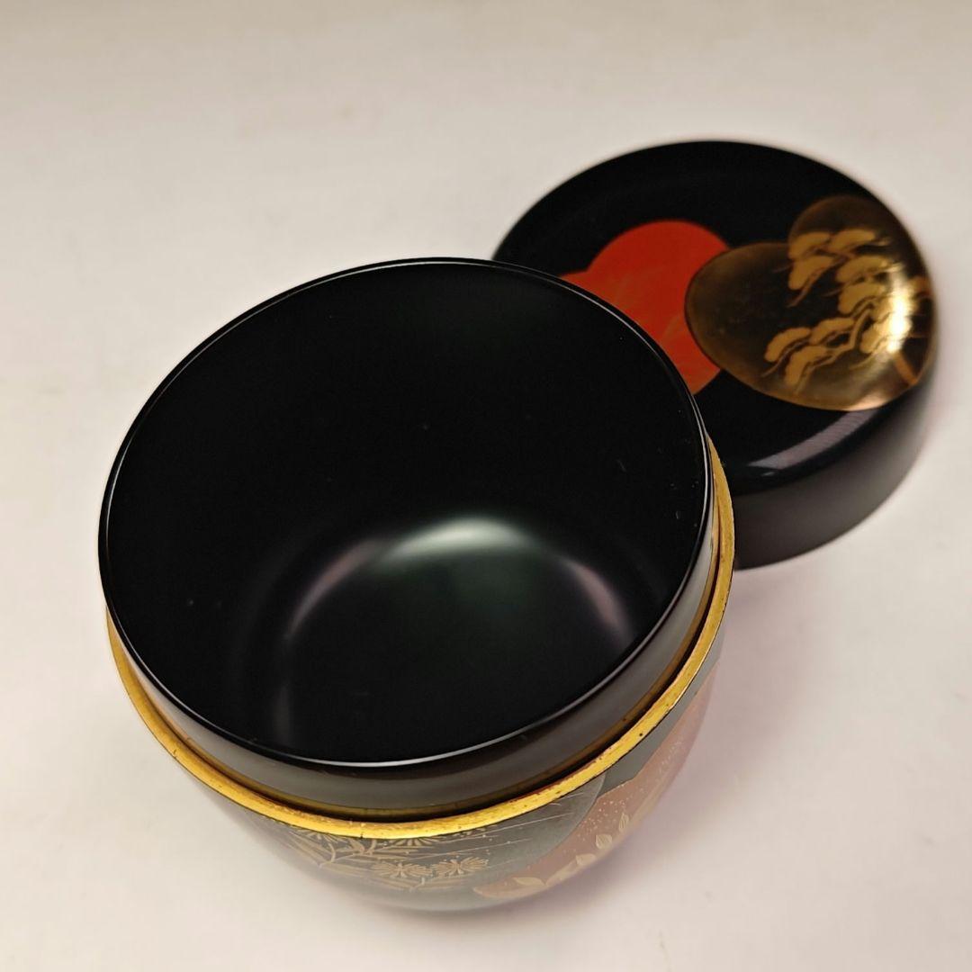 イ615 棗『中村宗伊作』『団扇蒔絵　大棗　共箱』漆塗　茶道具