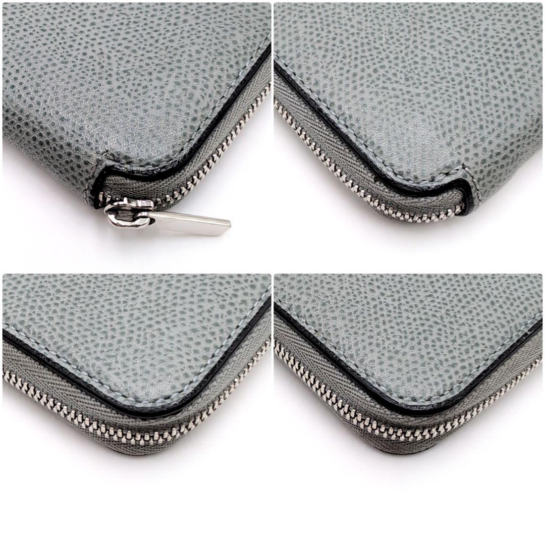 Valextra　カードケース　ジップウォレット　ミニ財布　グレー　本革