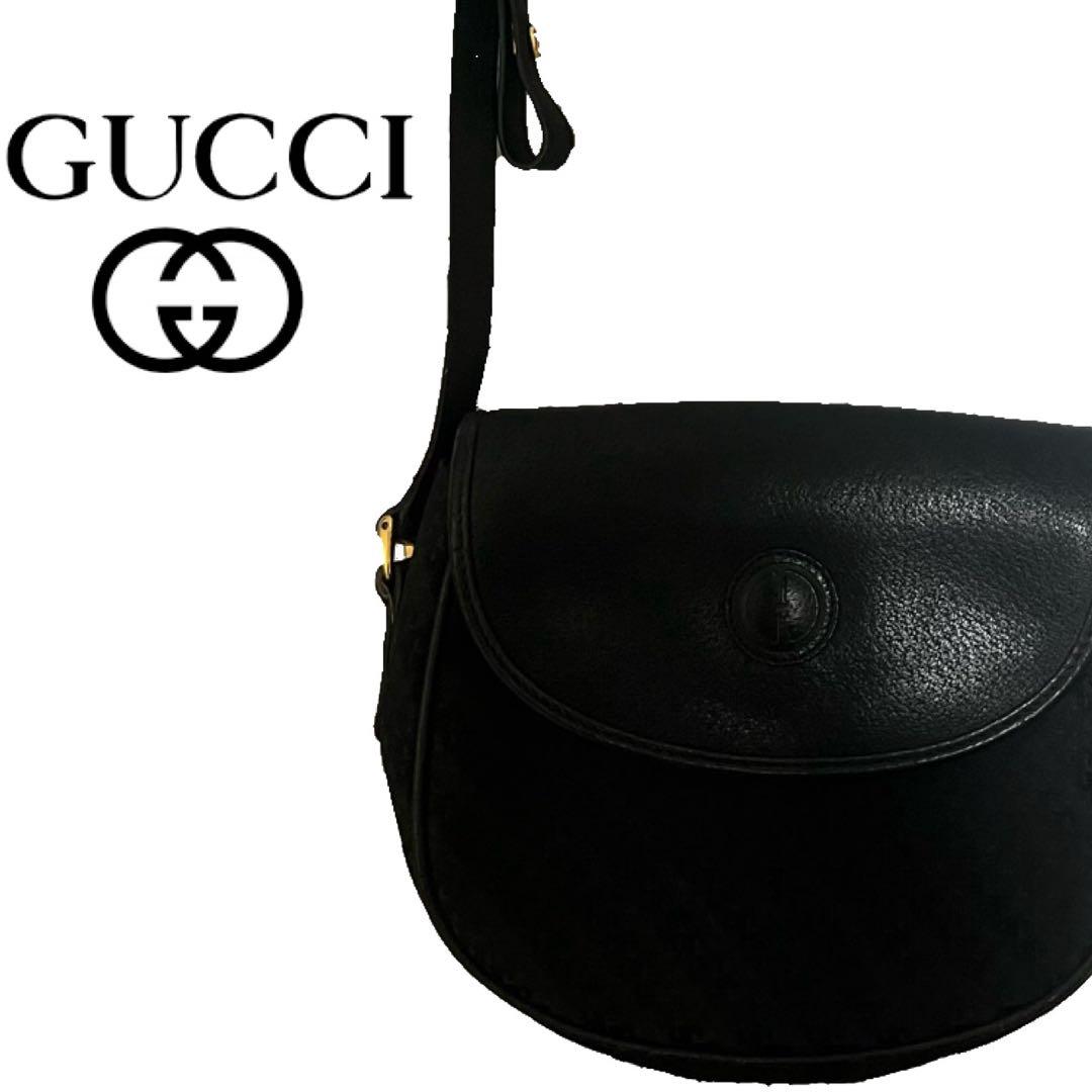 gucci ショルダーバッグ　ワンショルダー　オールドグッチ　ブラック　レザー