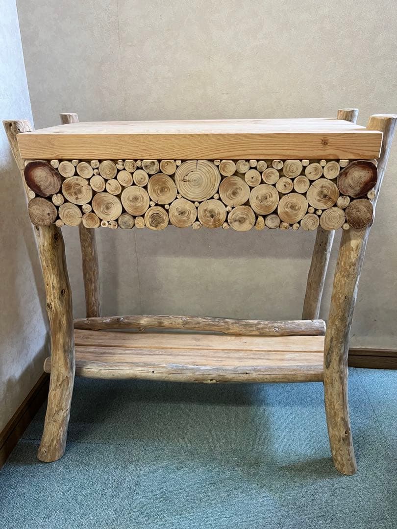 流木のサイドテーブルコーヒーテーブル引き出し付きチェストナイトテーブル