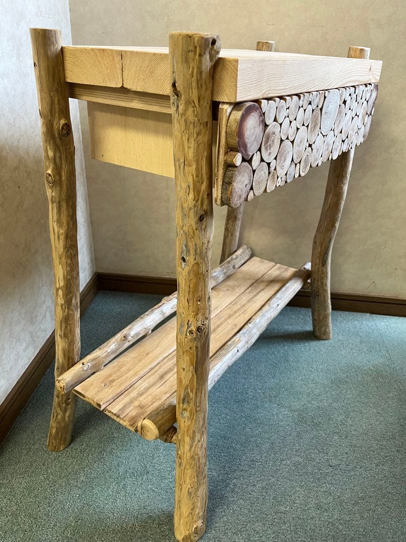 流木のサイドテーブルコーヒーテーブル引き出し付きチェストナイトテーブル