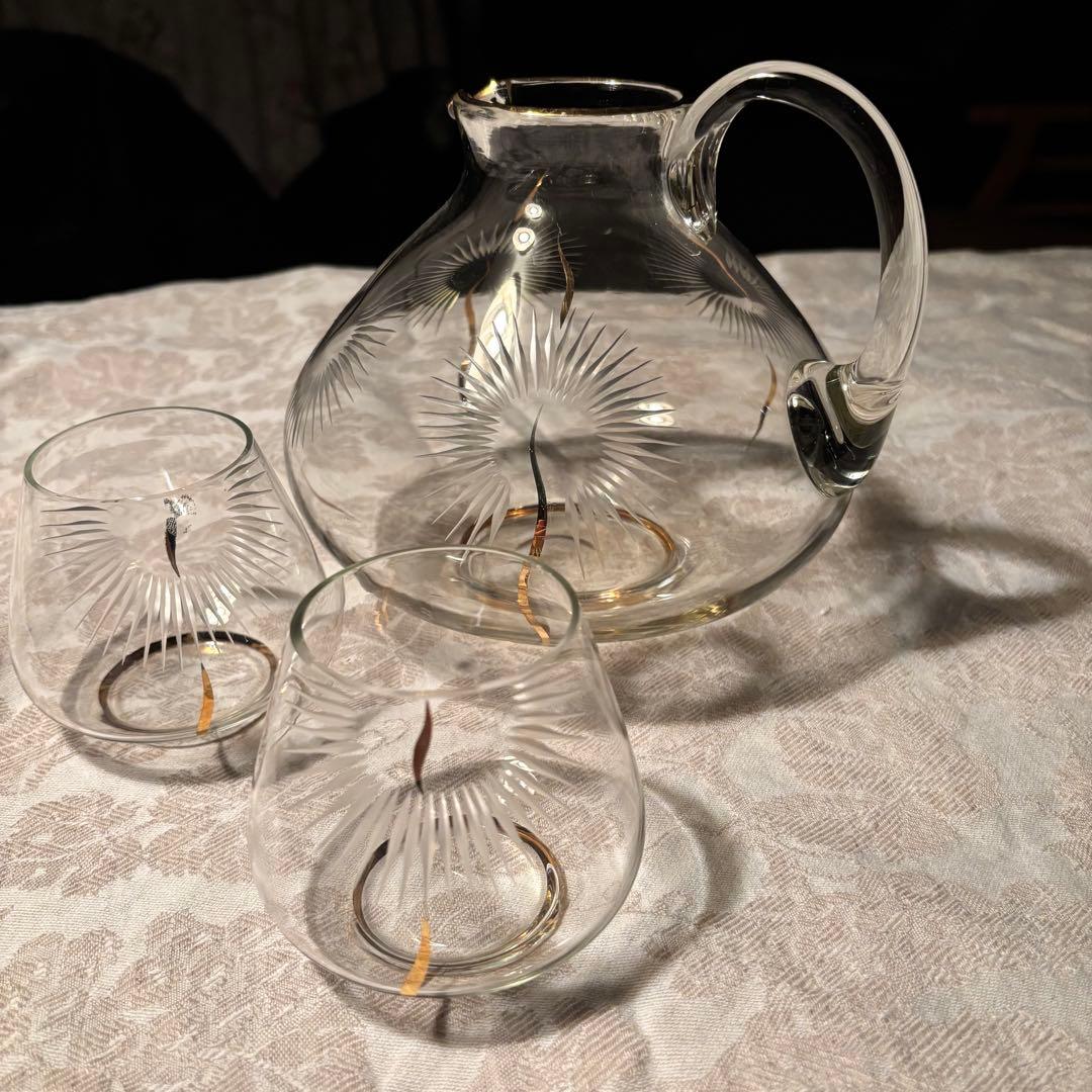 イギリスアンティークジャグとグラスの3点セット