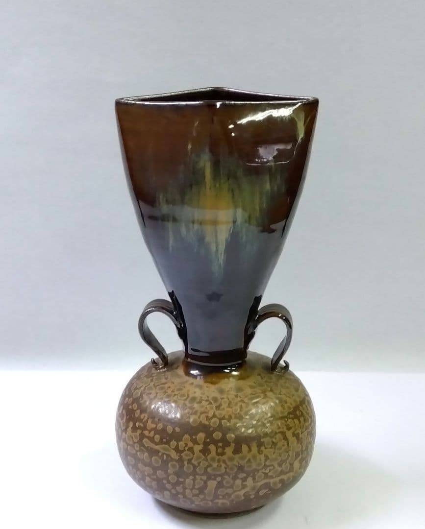 茶道具 花入 高取 笹耳 2代 鬼丸碧山 雪山窯 小石原高取