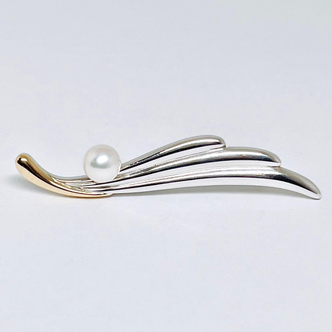 MIKIMOTO ミキモト パール　K18 /SV ウイング　羽　ブローチ